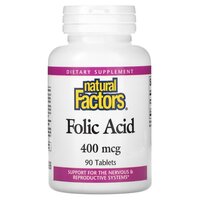 Вітаміни та мінерали Natural Factors Folic Acid 400 mcg, 90 таблеток Вітаміни та мінерали Natural Factors Folic Acid 400 mcg, 90 таблеток